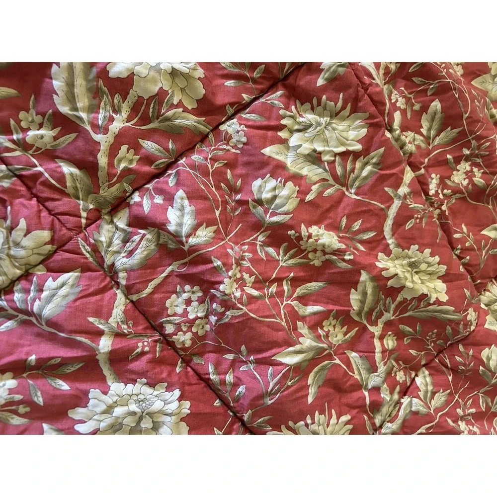 Vtg Lauren Ralph Lauren Villa Camelia Foral Comforter Size King Red Tan 106